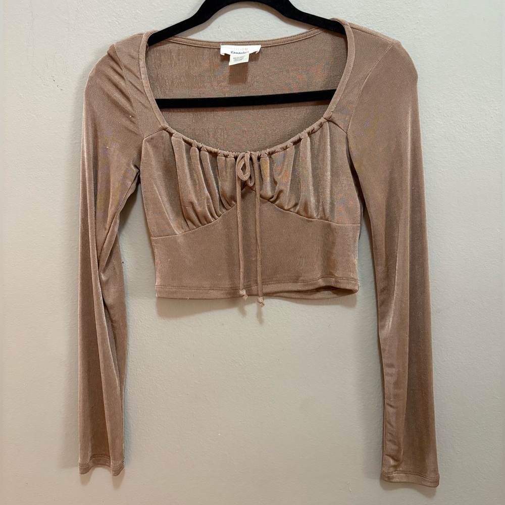 URBAN Romantics Tan Long Sleeve Crop Blouse